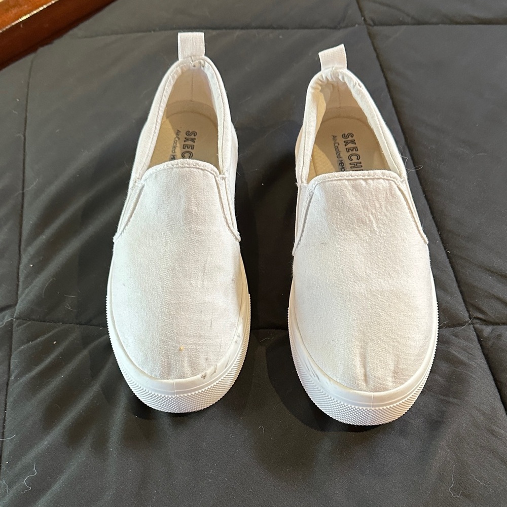 Skechers White Slip-On Sneakers